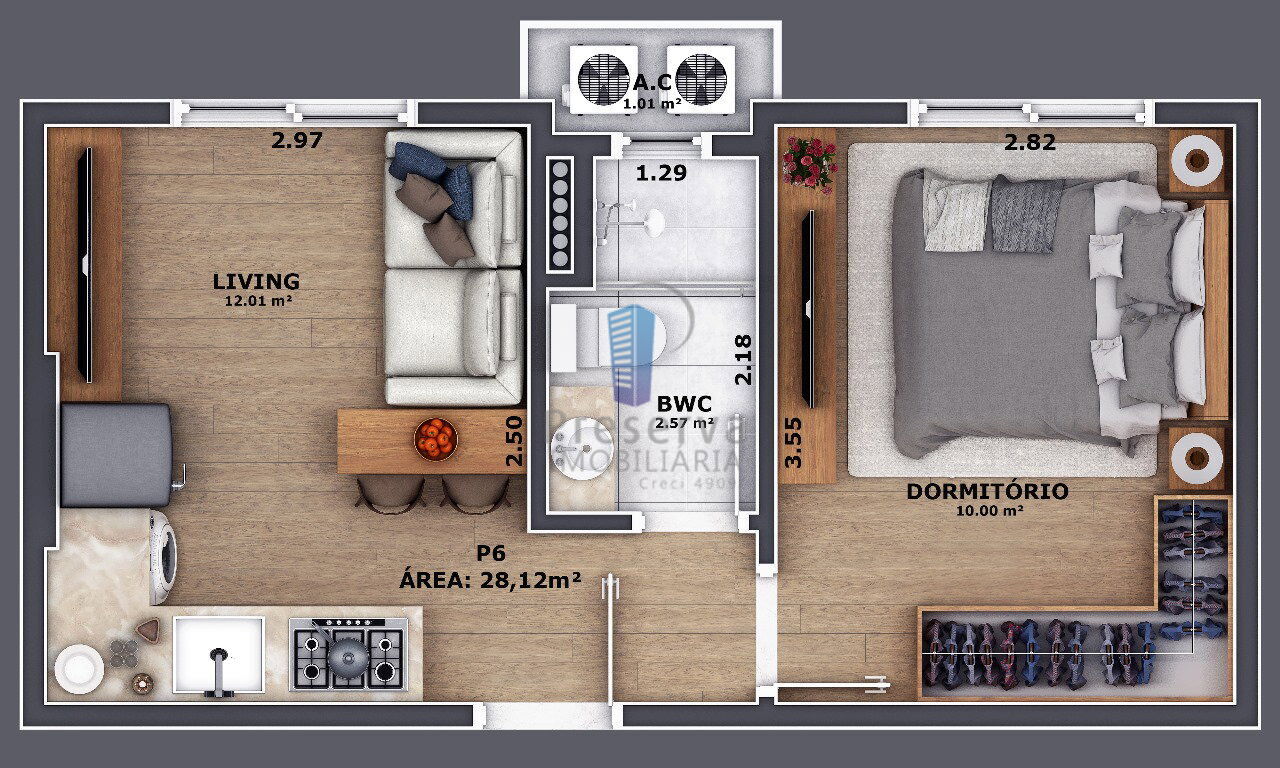 Apartamento, 1 quarto, 28 m² - Foto 3