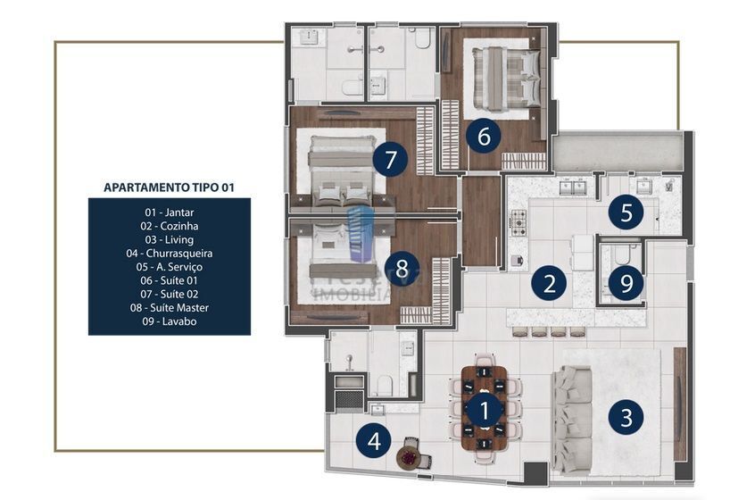 Apartamento à venda com 3 quartos, 122m² - Foto 2