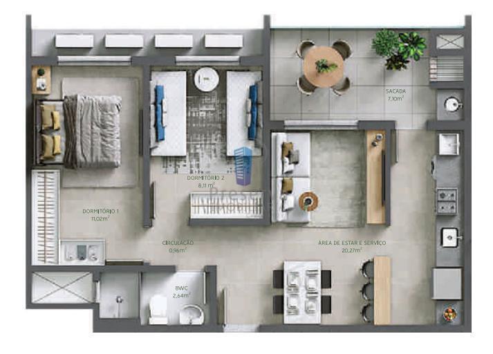 Apartamento à venda com 2 quartos, 58m² - Foto 4