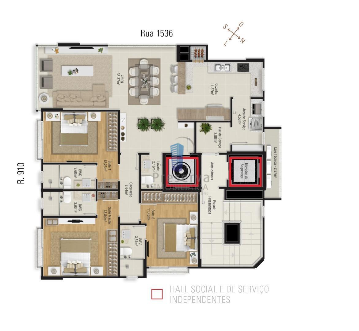 Apartamento à venda com 3 quartos, 123m² - Foto 2