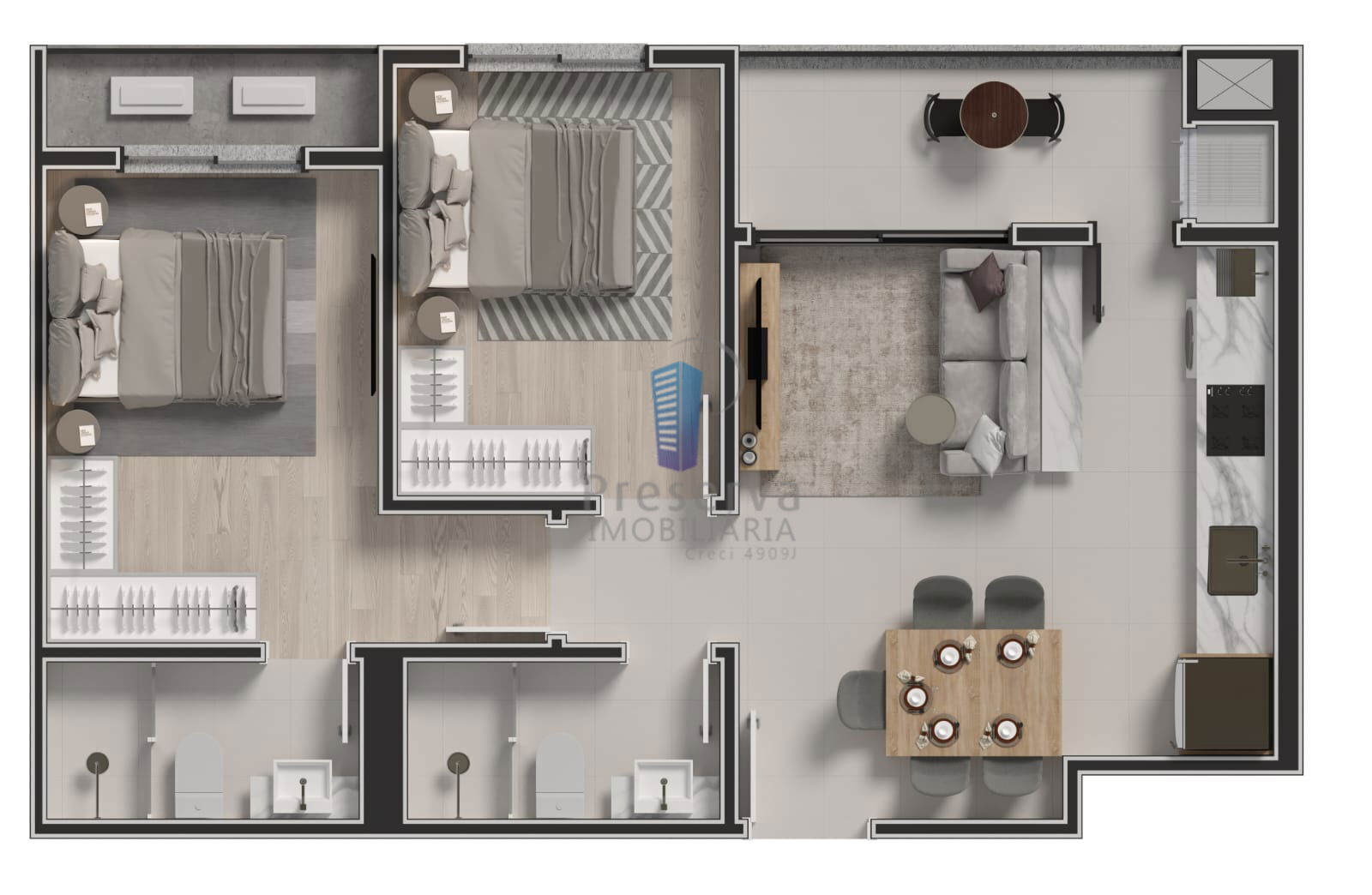 Apartamento à venda com 2 quartos, 66m² - Foto 2