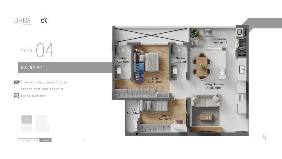 Apartamento à venda com 2 quartos, 68m² - Foto 9