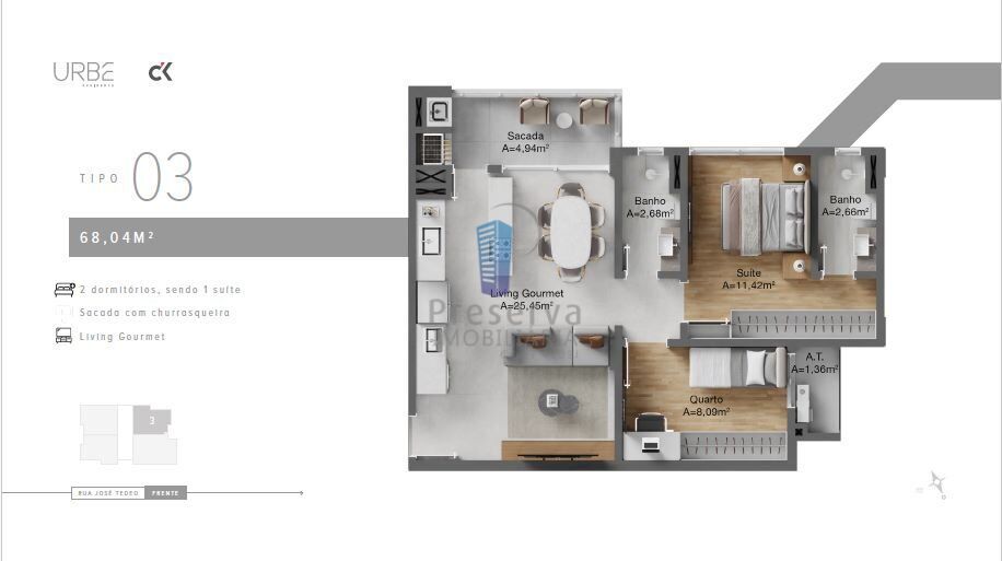 Apartamento à venda com 2 quartos, 68m² - Foto 3