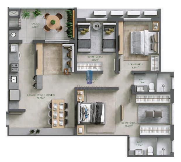 Apartamento à venda com 2 quartos, 85m² - Foto 3