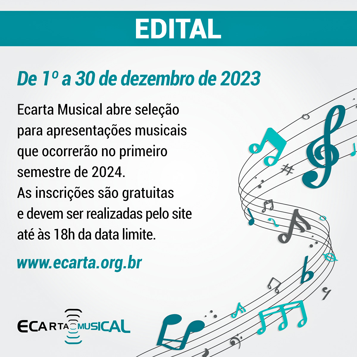 Edital de Seleção das Apresentações Musicais 
Primeiro Semestre – Março de 2024 a agosto de 2024
 | 