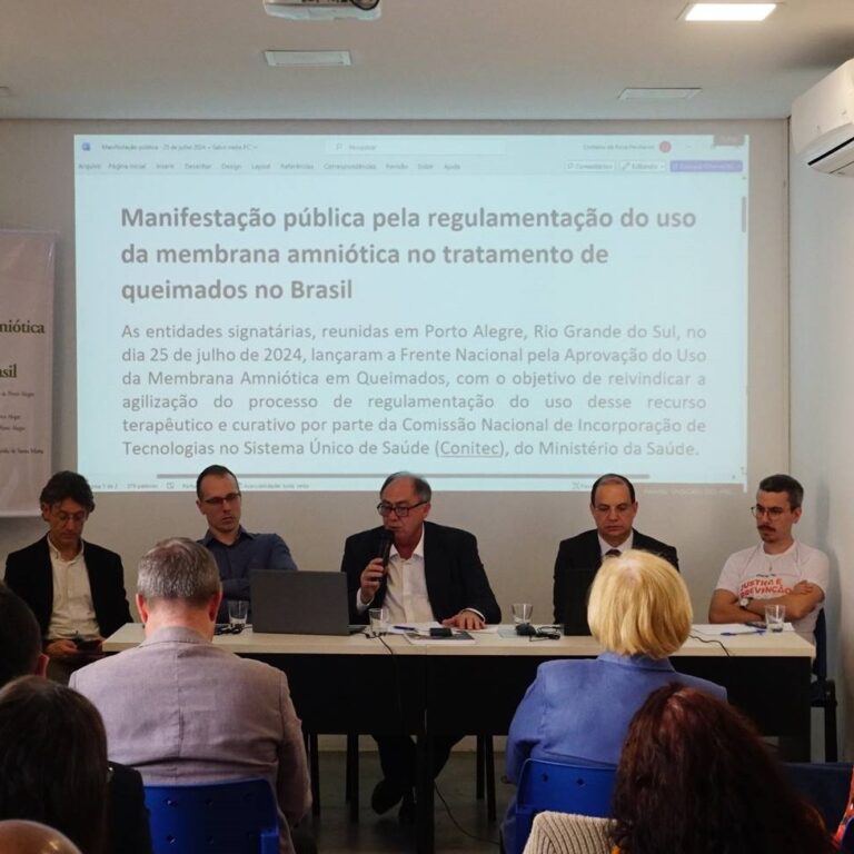 Entidades lançam Manifesto pela regulamentação do uso de membrana amniótica em queimados