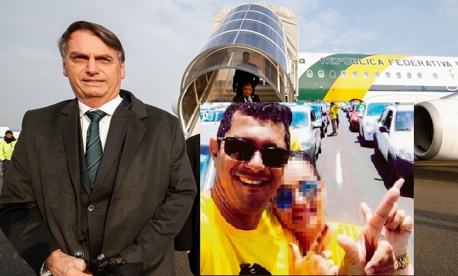 Presidente Jair Bolsonaro em viagem oficial; no detalhe, o sargento Manoel Silva Rodrigues, preso em Sevilha com 39 quilos de cocaína num avião da FAB
