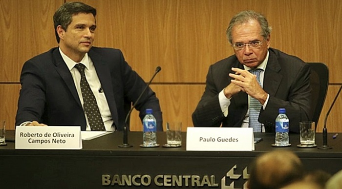 Roberto Campos Neto, presidente do BC, e o ministro da Economia, Paulo Guedes, em campanha pela “autonomia”, a serviço do sistema financeiro privado