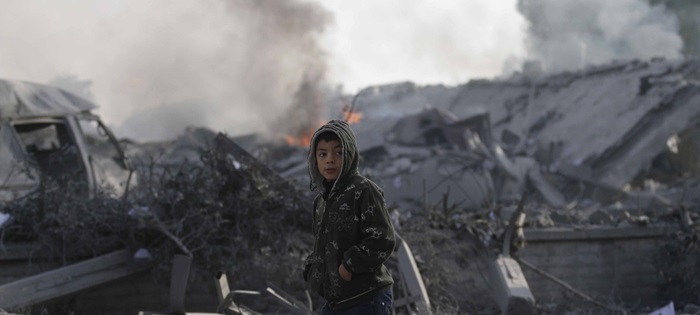 A cidade de Rafa, no sul da Faixa de Gaza, destruição após intensos bombardeios deste mês que provocaram a morte de 270 pessoas