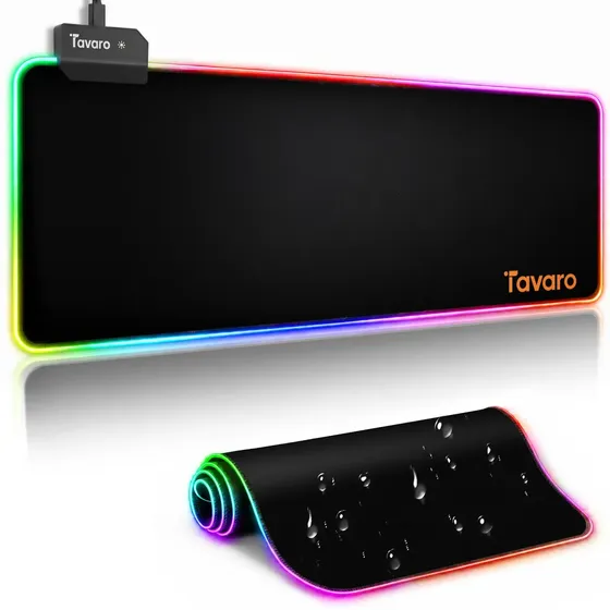 Mouse Pad Gamer Tavaro 80x30cm RGB LED 3mm Antiderrapante, Desk Pad Grande para PC Gaming, FPS e Setup Gamer