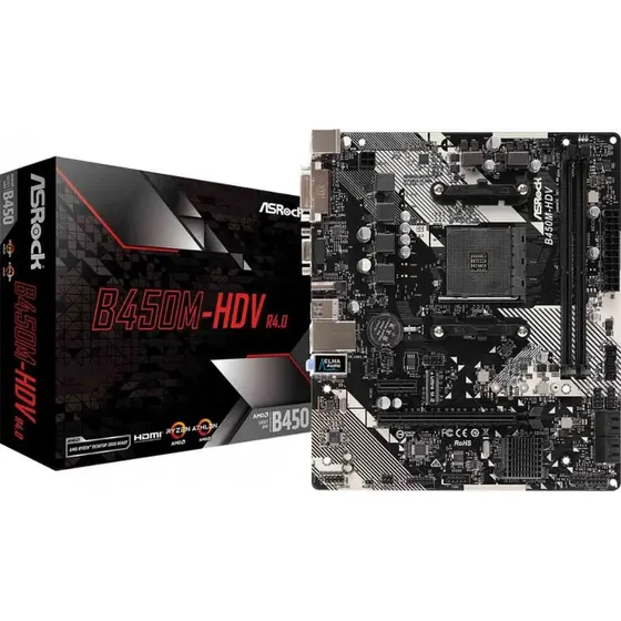 Placa Mae Asrock B450m-hdv R4.0 Amd Am4 Ddr4