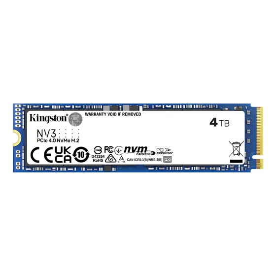 Ssd M.2 Nvme 2280 Kingston 4tb Nv3 Snv3s/4000g Pci-e Gen 4.0 Formato M.2 2280 Velocidade De Leitura Até 6000 Mb/s E Gravação Até 5000 Mb/s