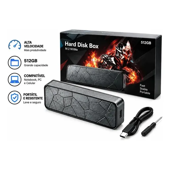 Ssd Hd Externo M.2 Nvme 512gb Tipo C Notebook Pc Celular