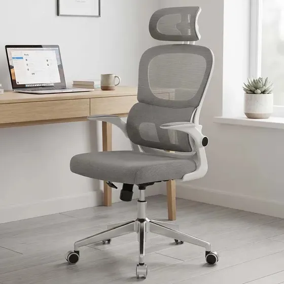 Cadeira Computador Ergonômica Giratória para Escritório com Apoio de Cabeça Ajustável, Suporte Lombar 3D, Encosto Reclinável 130°, Tela Mesh Respirável WINDA