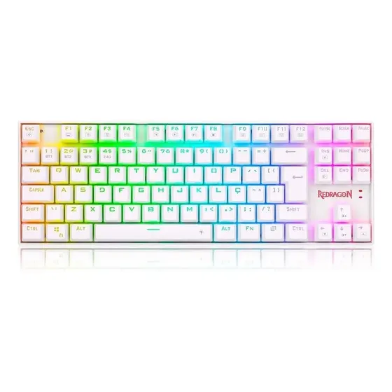 Teclado Mecanico Kumara Pro Wireless Sw Blue Redragon Branco Teclado Mecanico Kumara Pro Wireless Sw Blue Redragon Branco