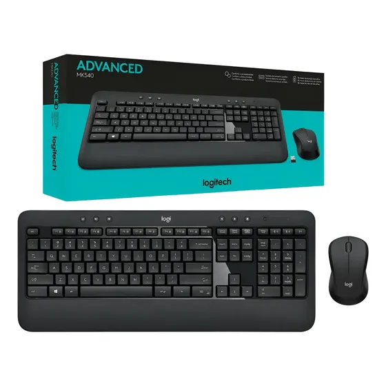 Kit Teclado E Mouse Mk540 Advanced Sem Fio Layout Abnt2 Ambidestro Logitech Preto