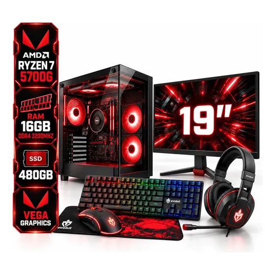 Pc Gamer Ryzen 7 5700g 16gb Ssd 480gb Monitor 19 Eg-54