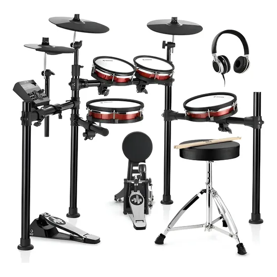Kit Bateria Eletrônica Profissional Donner Ded-200max Cor Preto