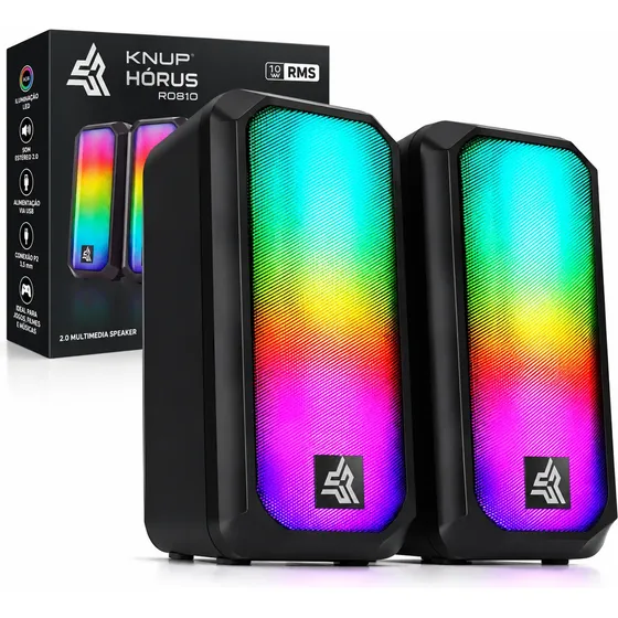 Caixa De Som Gamer Led Rgb Subwoofer Pc Computador P2 Usb