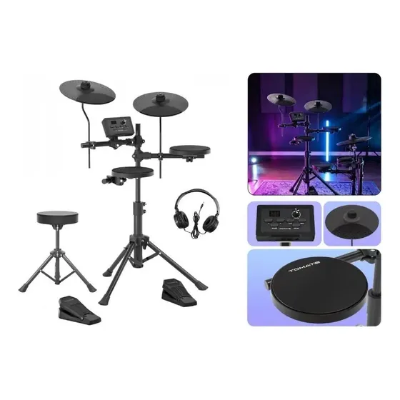 Bateria Eletrônica Musical 7 Kits 56 Timbres Com Banco Fone