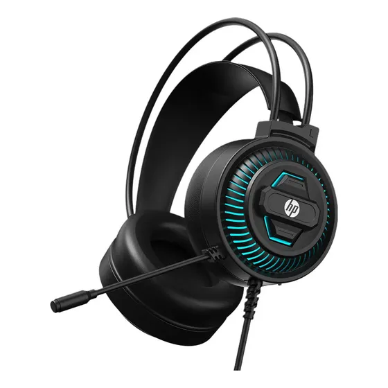 Headset Gamer HP 8001 Com Microfone, LED Azul e Cancelamento de Ruído Conexão P2