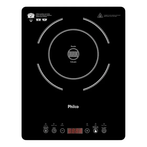 Cooktop De Indução Philco Portátil 1 Boca Timer Ajustavel