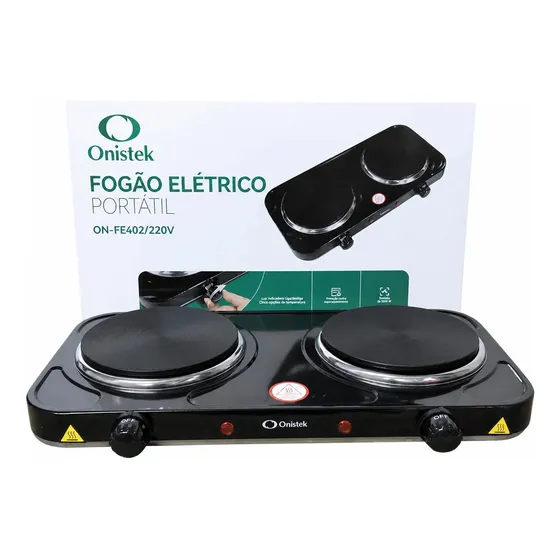 Fogão Cooktop Elétrico Portátil 2 Bocas Preto 220v
