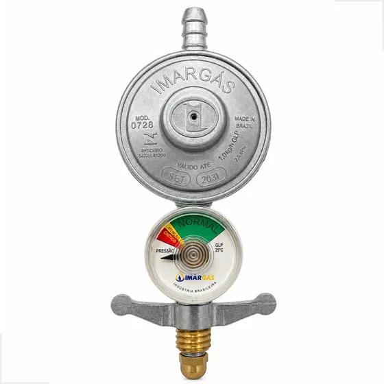 Regulador Registro Gás Botijão Cozinha Com Manômetro