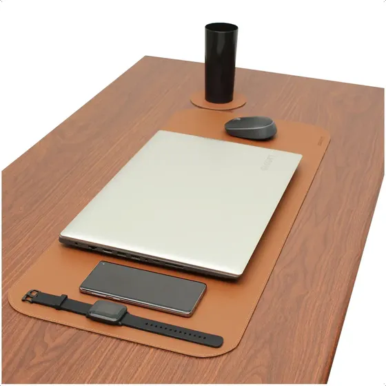 Mouse Pad Gamer Grande Feroz Wf 80x30 Em Couro Sintético Caramelo