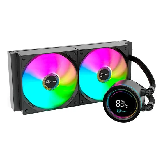 Water Cooler Kalkan Alpha 240mm ARGB Preto Com Display de Temperatura
