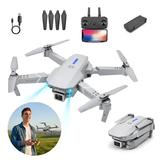Drone Mini E88 Pro Dobrável 2 Câmeras Wifi Para Iniciantes