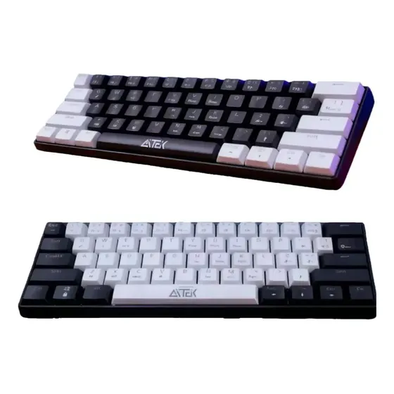 Teclado Gamer Mecânico Com Fio 60% Argb Switch Blue 61teclas Preto Português Brasil