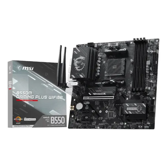 Placa Mãe Msi B550m Gaming Plus Wifi6e, Amd Am4, Matx, Ddr4