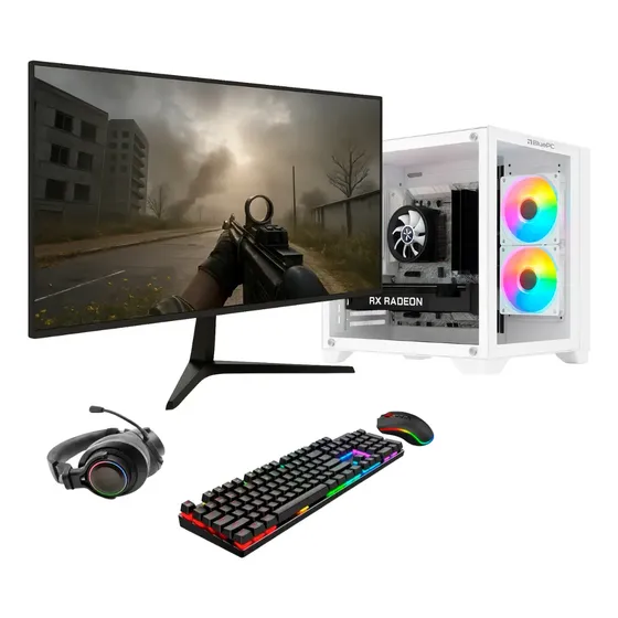 Pc Gamer Completo Bluepc Frag, Amd Ryzen 5 7500f Am5, Radeon Rx 6600 8gb, B650, 16gb Ddr5, Ssd 512gb Nvme, Monitor 23 75hz, Kit Gamer - Pgbp-fra234