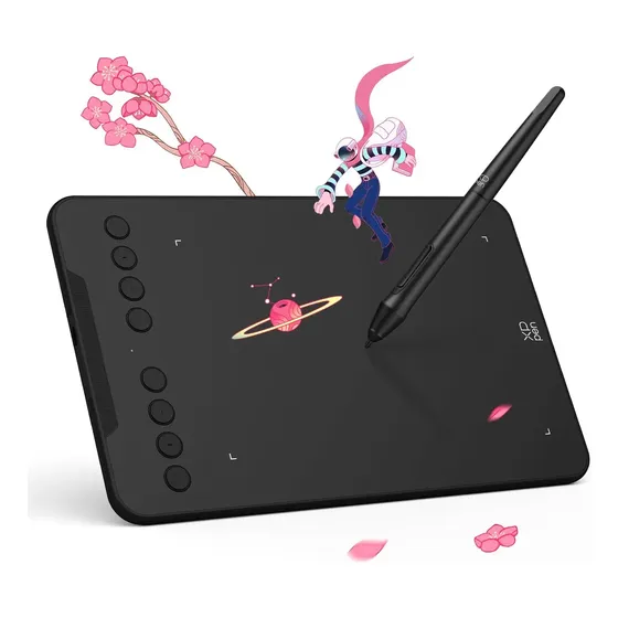 Mesa Digitalizadora XP-Pen Deco Mini 7 V2, 16.384 Níveis de Pressão, 5080 LPI, Caneta Sem Bateria, Preto