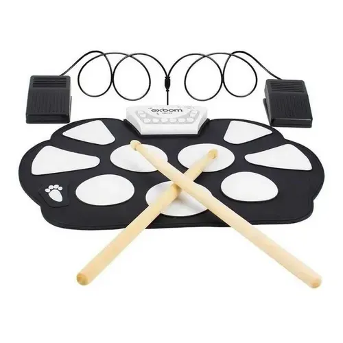 Bateria Eletrônica Exbom EMT-S9 Portátil Com Baquetas E Pedal Preto