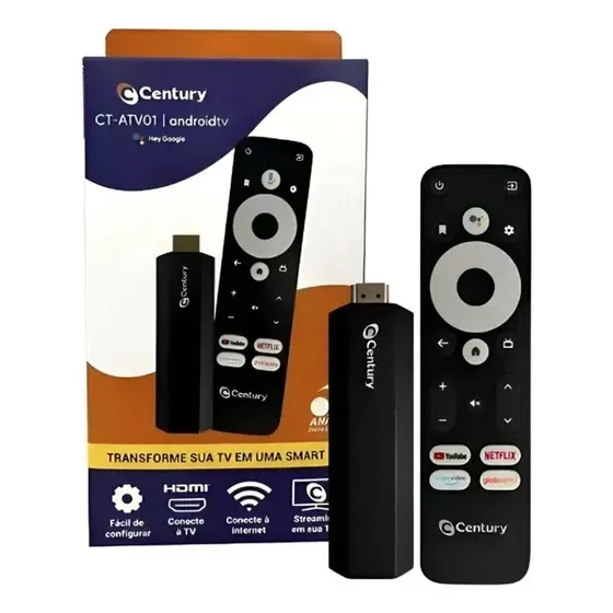 Century Smart Stick Android Tv Wi-fi 8gb Comando De Voz