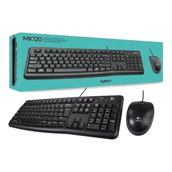 Kit Teclado E Mouse Com Fio Logitech Mk120