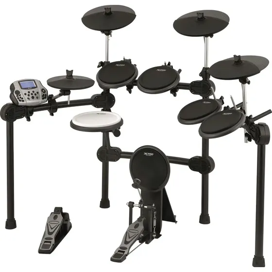 Bateria Eletrônica X-pro Ed100 Com Módulo E Pedais Preto