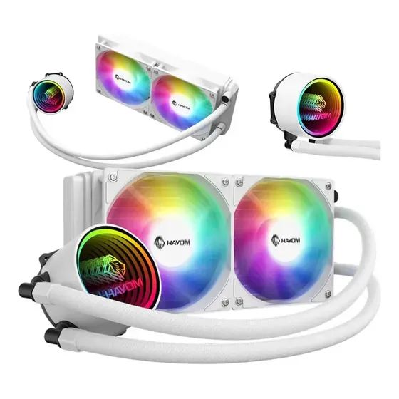 Water Cooler Branco 240mm Hayom Fc1318 Rgb Intel Amd Branco