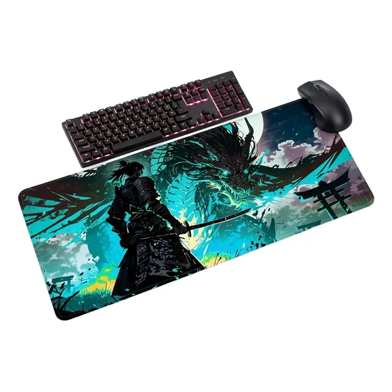 Mouse Pad Gamer Profissional Dragão Colorido 70x30 Premium