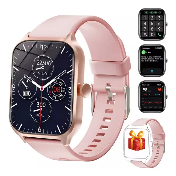 Smartwatch Aiyin GTS4 Rosa de 45mm, para Android e iOS, com Chamada Bluetooth e Tela de 2.01"