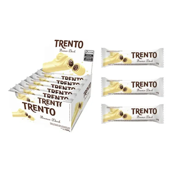 Chocolate Trento Branco Dark Peccin bombom recheado meio amargo 16un
