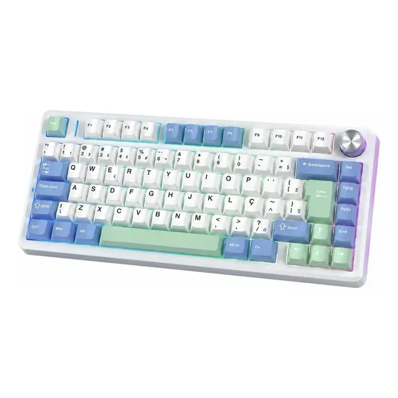 Teclado Mecânico Aula F75 Abnt2 Sem Fio 75% Gamer E-sport