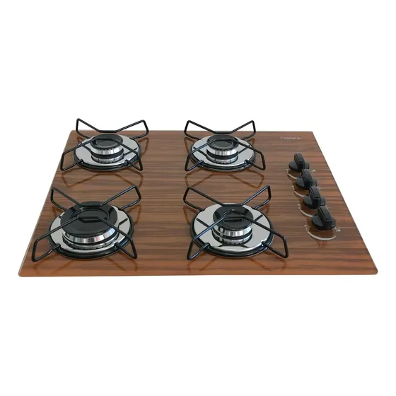 Fogão cooktop com alimentação gás - Chamalar 4 bocas ultra chama cor marrom-escuro - 4 queimadores