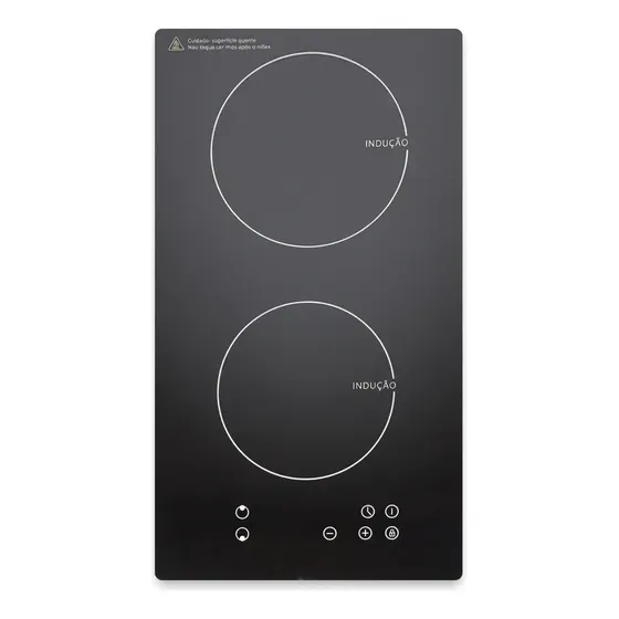 Fogão Cooktop De Indução 2 Bocas Elétrico Preto Painel Touch