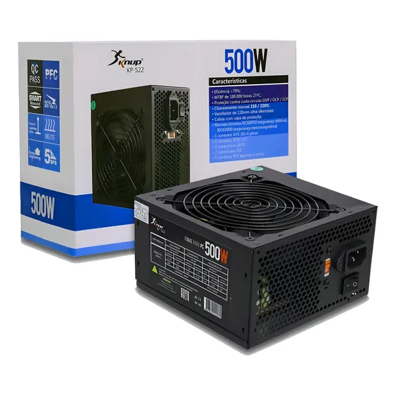 Fonte De Alimentação Para Pc Knup Kp-522 500w Cor Preto