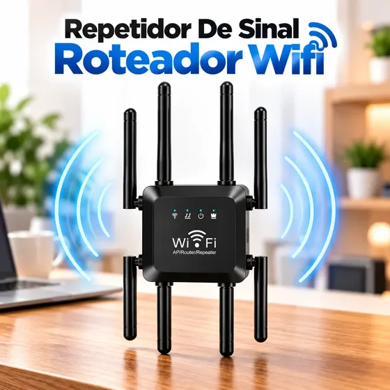 Repetidor De Sinal Roteador Wifi Amplificador 8 Antenas
