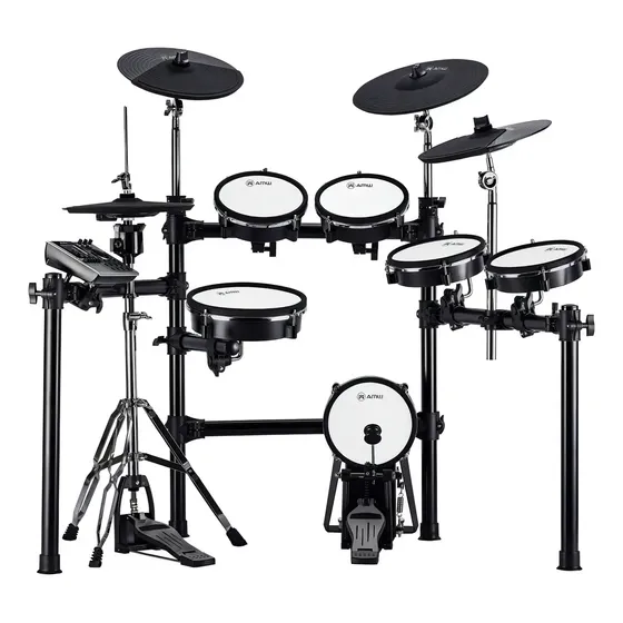 AMW ED11 PRO bateria eletrônica pads mesh dual zone pratos com choke condução tri zone chimbal físico real hi hat e modulo avançado