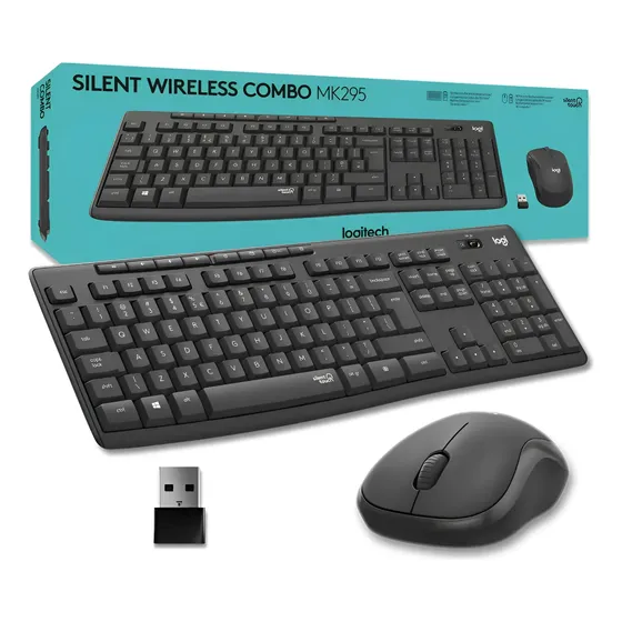 Teclado E Mouse Sem Fio Kit Logitech Silent Combo Mk295